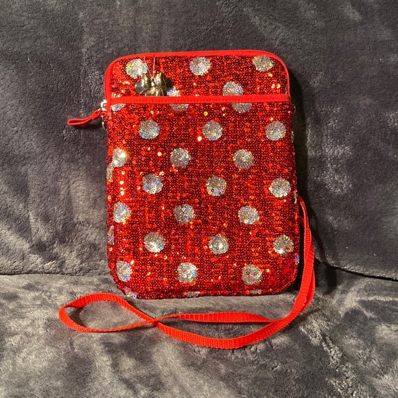 Disney Parks Original Minnie Mouse Polka Dot Sequin Tablet/iPad Bag Case Purse - Picture 1 of 7